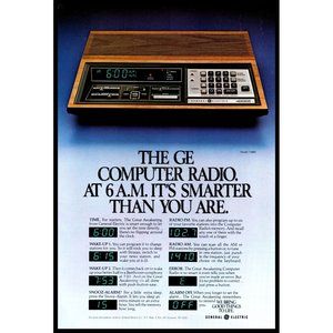 1981 GE General Electric Computer Radio Alarm Clock Vintage Print Ad Wall Art
